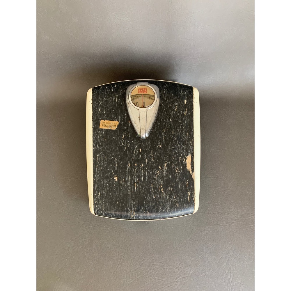 Vintage Bathroom Scale BORG Cream Grey Black 1950s fully functional accurate